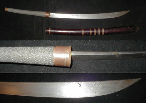 #AS119: Burmese or Thai Dha sword with metal wrapped handle