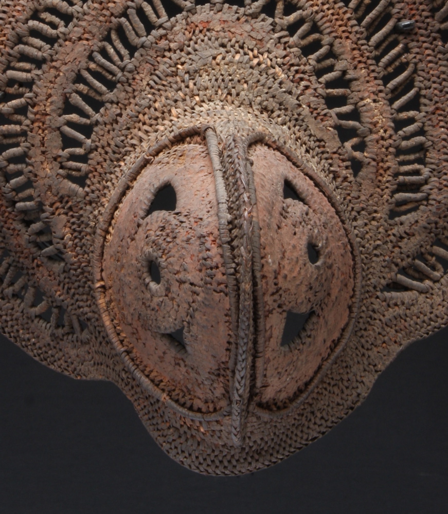 #OC220: Ancient Abelam woven and coiled cane yam mask