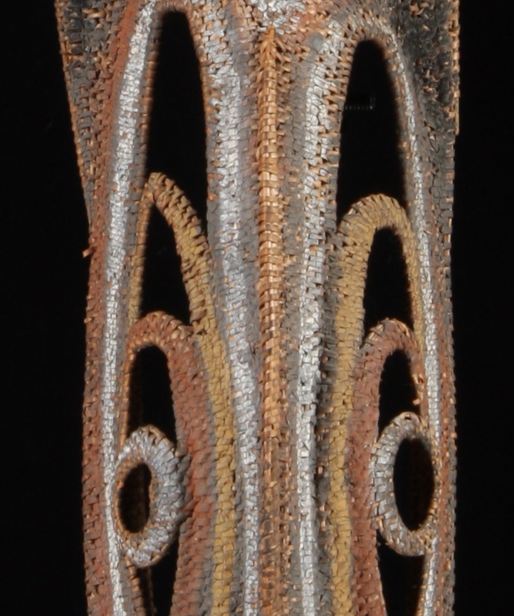 #OC221: Large old Abelam woven and coiled cane yam mask