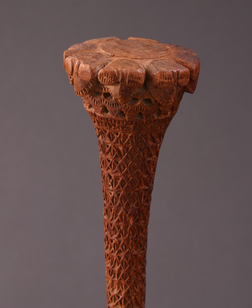#OC222: 19th century Austral Island ceremonial paddle with intricate  
designs