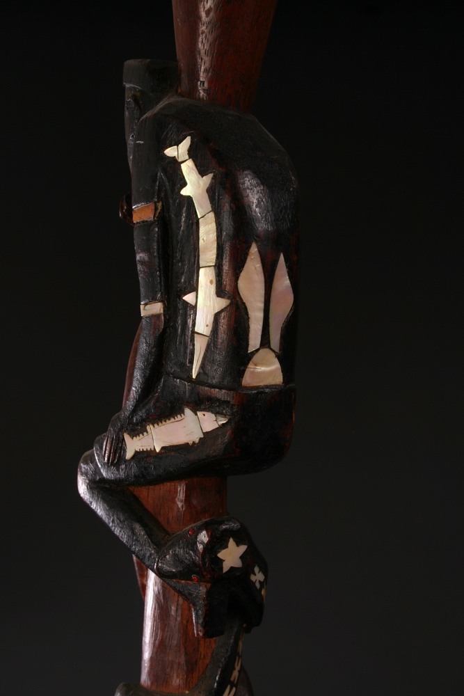 #OC224: Solomon Island figural staff with shell inlay
