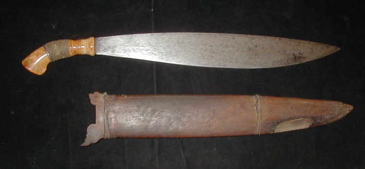 #PH302: Unusual Southern Philippine sword similar to a Barong with an ivory handle 